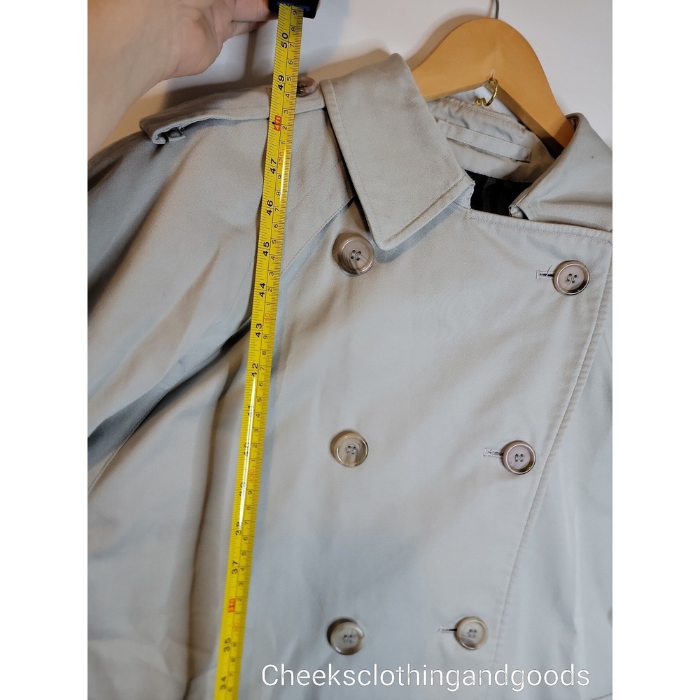 Burberrys Vintage Trench Coat Beigh Double Breasted Nova Check Belted England 14 - Picture 5 of 15